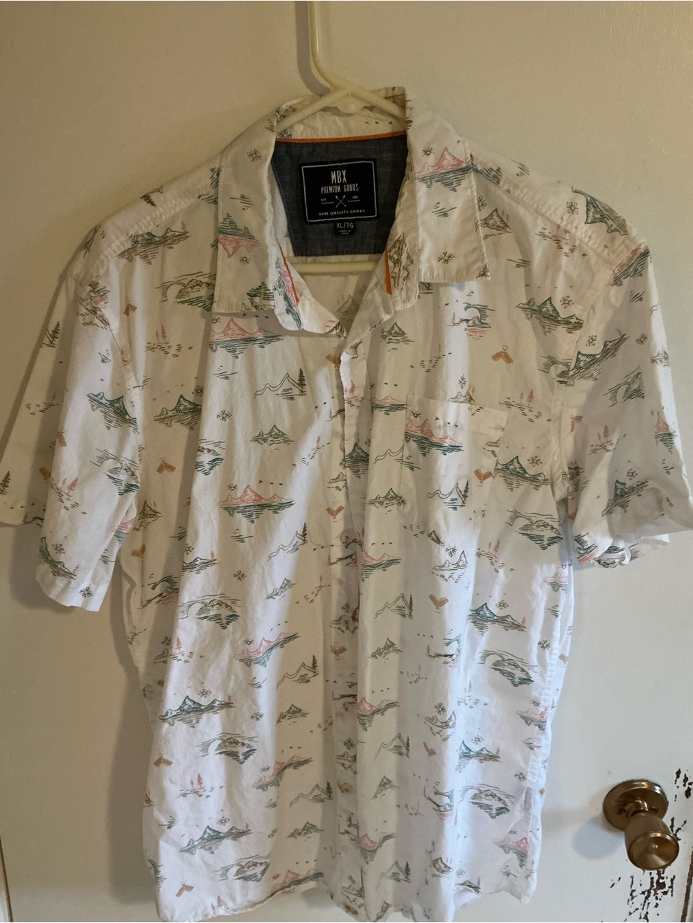 Men's Short-Sleeve White Vacation Print 100% Cotton